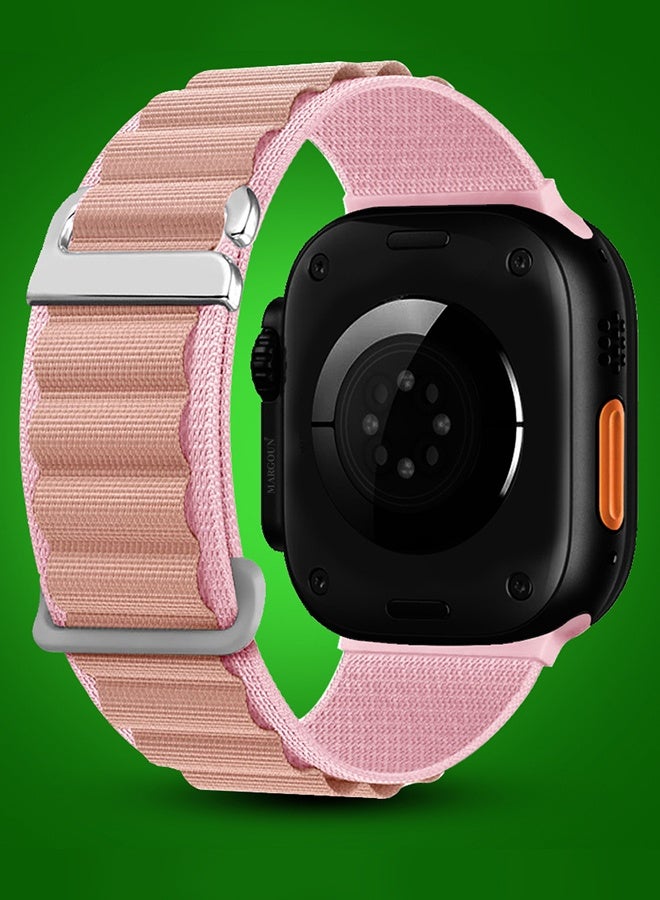 Replacement Band for Apple Watch Band 38mm 40mm 41mm (42mm Series 10) - Alpine Loop Band for Women Men - Adjustable With Metal G-Hook - Pink White - Image 2
